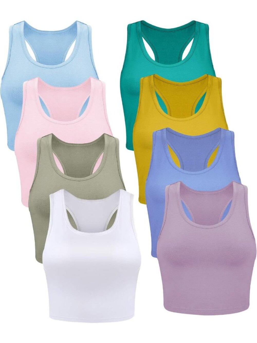 8 Pcs Women's Crop Tank Tops - Stylish, Comfortable & Versatile for Any Occasion